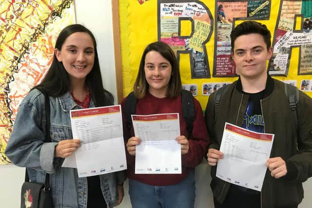 The Eaton triplets who got matching results in their A-level exams. (Photo: P.A.Wire)