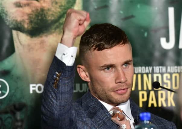 Belfast boxer, Carl Frampton, pictured during a press conference on Thursday. (Photo: Colm Lenaghan/Pacemaker)