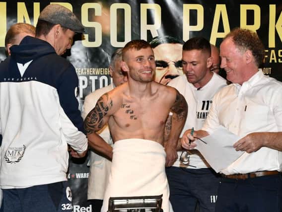 Carl Frampton at today's weigh-in