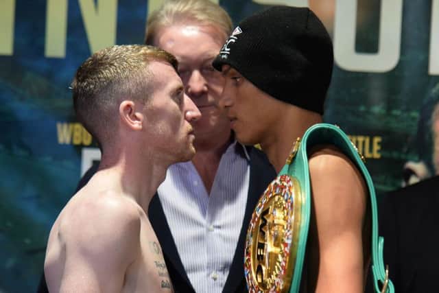Paddy Barnes during his weigh in with Cristofer Rosales