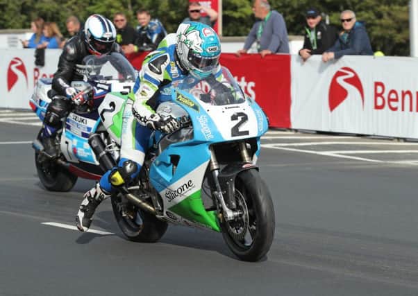 Dean Harrison (Silicone Engineering Kawasaki) leaves the start line on the opening night of practice for the Classic TT.