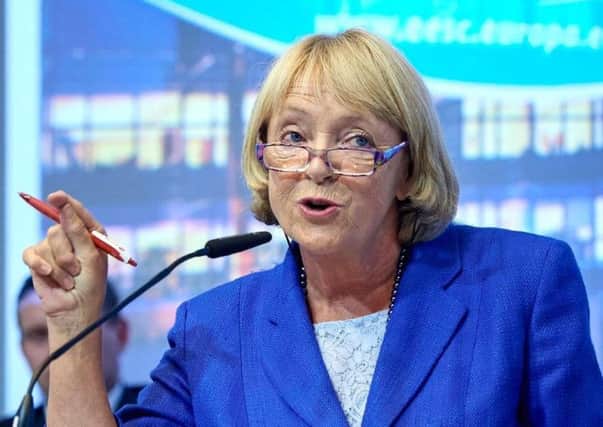 Jane Morrice speaking during last year in Brussels, where she said Northern Ireland should be given 'honorary' EU membership while remaining part of the UK. Ms Morrice is a former head of the European Commission Office in Northern Ireland and former Womens Coalition MLA