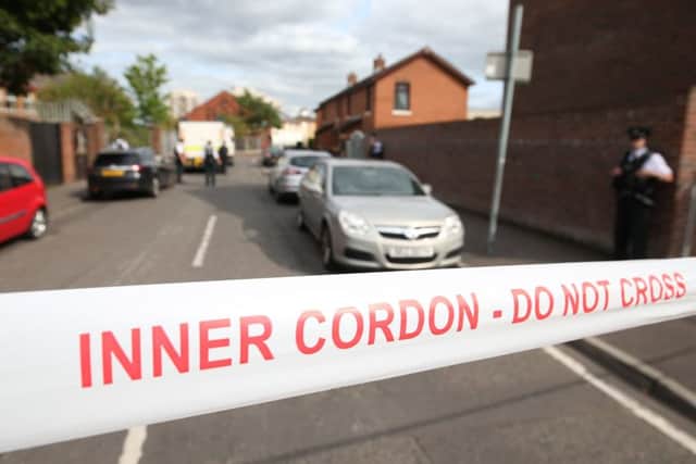A police cordon near the community centre in north Belfast.