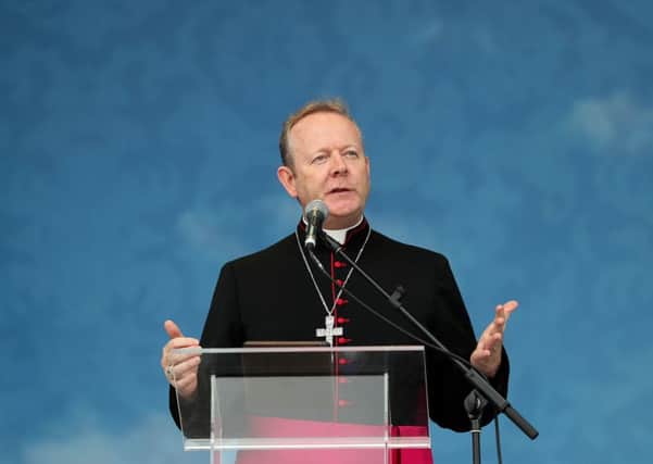 Archbishop Eamon Martin gives his keynote speech during the World Meeting of Families at the RDS in Dublin. Photo: Brian Lawless/PA Wire