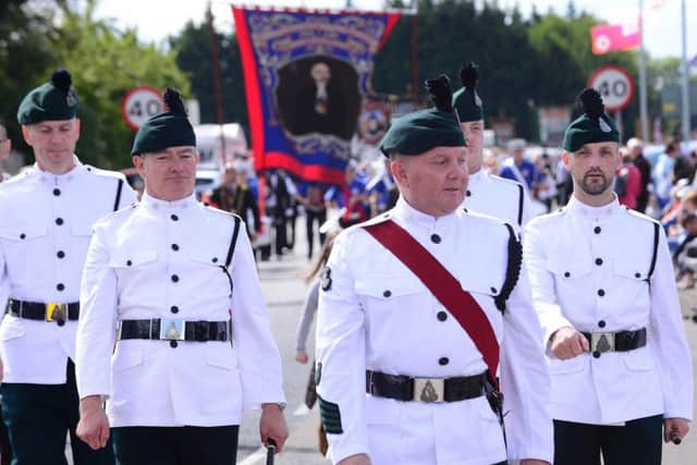 Bandsmen  in the annual County Down Grand Black Chapter procession 2018 in Ards. 
Picture By: Arthur Allison, Pacemaker