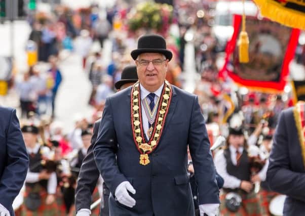 Royal Black Institution Sovereign Grand Master Rev William Anderson on parade at the 'Last Saturday' demonstration in Cookstown