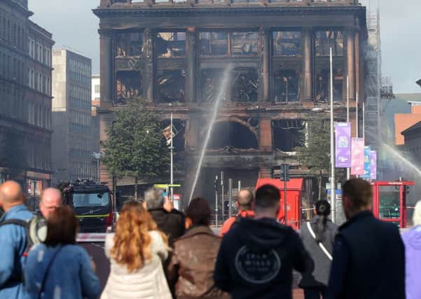 The scene in Belfast city centre after Tuesday's fire which gutted the Primark shop. The former bank was built in 1900 and was one of Primark's key stores. 

(Photo: Jonathan Porter/PressEye)