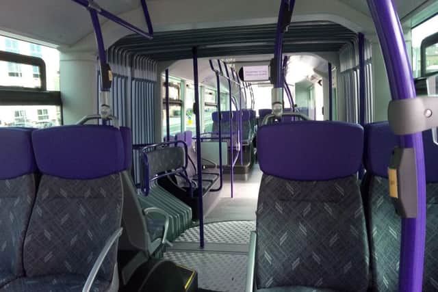 Inside the new Glider bus, which can accommodate 105 passengers