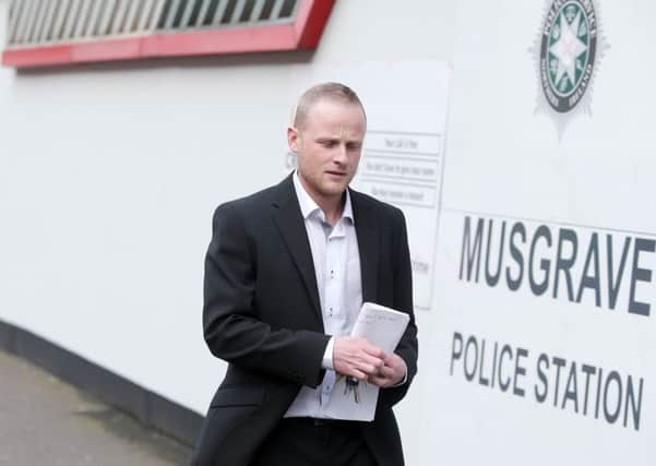 Jamie Bryson pictured entering Musgrave PSNI station in Belfast city centre last year. 

Picture by Jonathan Porter/PressEye.com