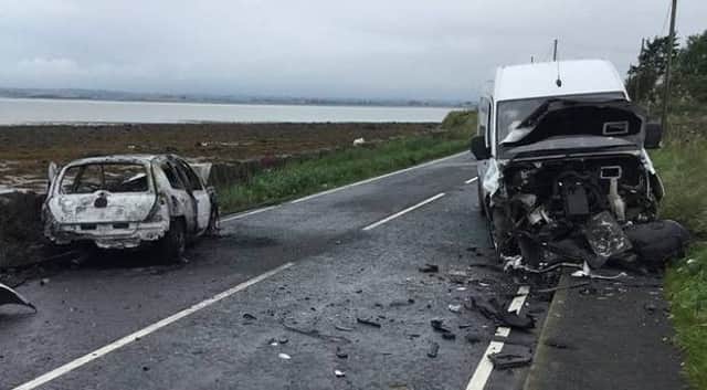 The scene of the Portaferry Road crash.  Picture: PSNI