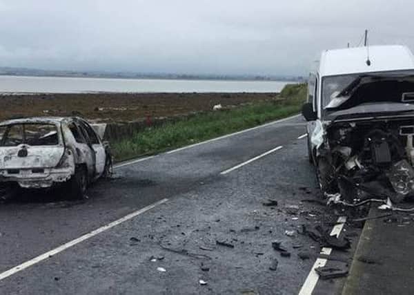 The aftermath of the crash on the Portaferry Road on Saturday morning