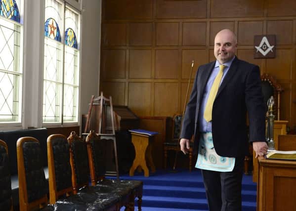 Tour guide and freemason Jonny Gray pictured in one the rooms in Arthur Square Freemason's Hall.
 Picture By: Arthur Allison. Click on the image above or link below to launch our gallery of the Freemasons' Hall