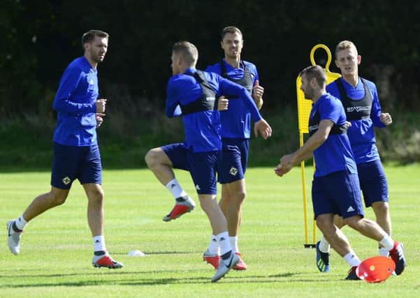 The Northern Ireland team go through their paces at training
