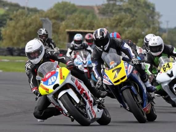 Carrick's Ross Irwin (40) made his short circuit debut in the Supertwins class at Kirkistown on Saturday. Picture: Derek Wilson.