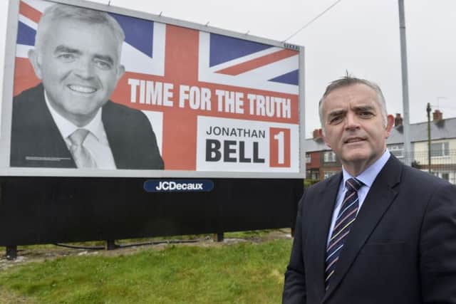 Jonathan Bell pictured last year during his unsuccessful attempt to win re-election as an independent MLA