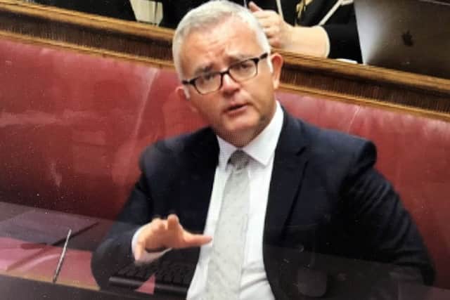 Former DUP Minister Jonathan Bell gives his evidence at the RHI Inquiry at Stormont
