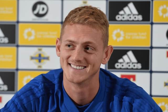 George Saville pictured during a Players' Press Conference in the Culloden Hotel , ahead of Northern Ireland's UEFA Nations League game against Bosnia & Herzegovina at the National Football Stadium at Windsor Park on Saturday. Pic Colm Lenaghan/Pacemaker