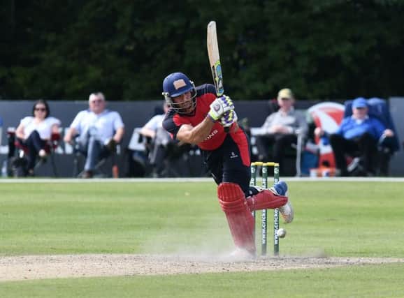 Shaheen Khan  bats during this year's Irish Senior Cup Final at Civil Service Ground at Stormont.  Pic Colm Lenaghan/Pacemaker