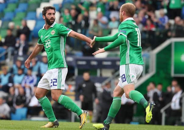 Northern Ireland's Will Grigg celebrates his goal