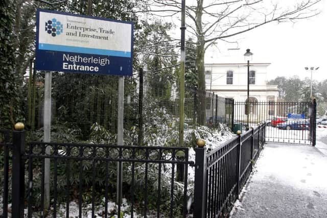 General view of Netherlegh entrance of the Department of Enterprise, Trade and Investment east Belfast where Jonathan Bell met Andrew McCormick in December 2016