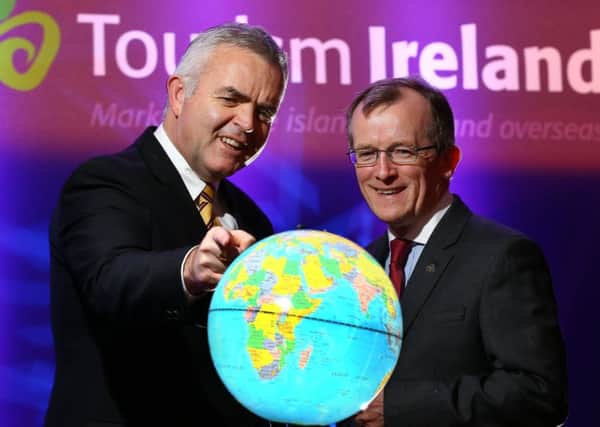 Jonathan Bell with Niall Gibbons of Tourism Ireland in December 2015 - the month before it is alleged that  at a meal with Mr Gibbons and others Mr Bell got drunk