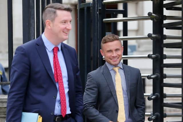 Boxer Carl Frampton leaves the High Court in Belfast where he was attending a review regarding his legal case against former manager Barry McGuigan.    Picture by Jonathan Porter/PressEye.com
