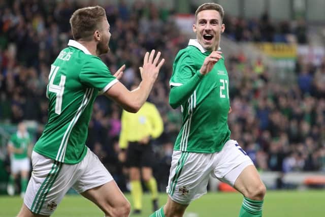Northern Ireland's Gavin Whyte celebrates his debut