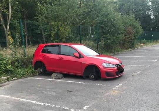 Nurses car was left on blocks after thieves stole all four tyres from the car