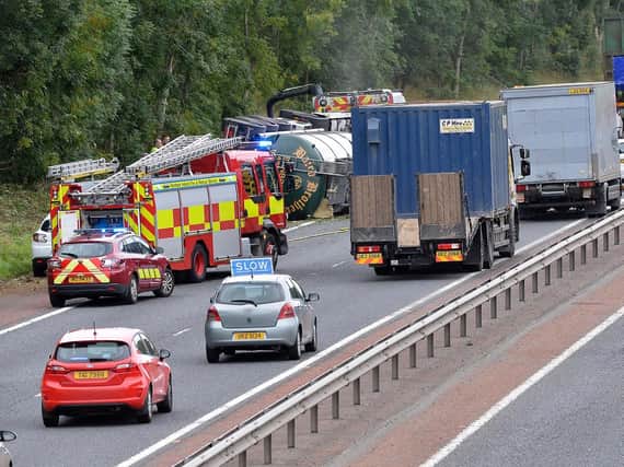 The scene on the M2 now after a lorry overturns