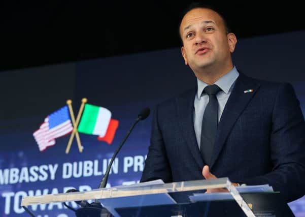 Taoiseach Leo Varadkar speaking at an economic conference at the American Embassy in Dublin where he confirmed that US President Donald Trump has postponed his visit to Ireland.  Photo credit: Brian Lawless/PA Wire