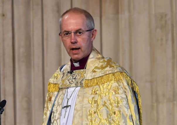 Archbishop of Canterbury Justin Welby speaks during a national service of thanksgiving to celebrate the 90th birthday of Queen Elizabeth II at St Paul's Cathedral in London