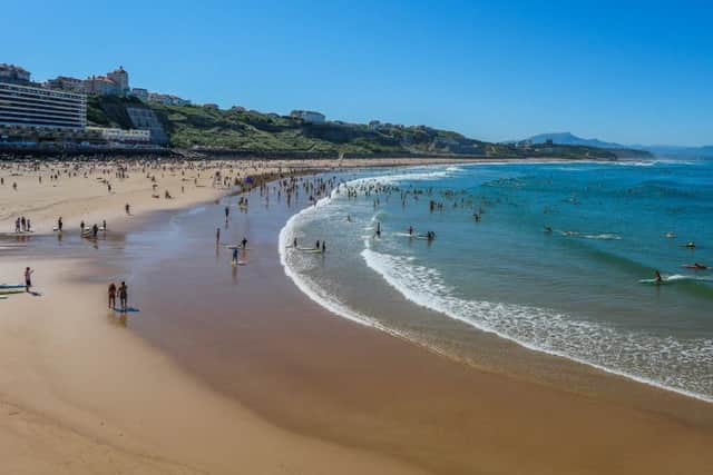The La CÃ´te des Basques surfing beach in Biarritz. PhotoBernard for Biarritz Tourisme