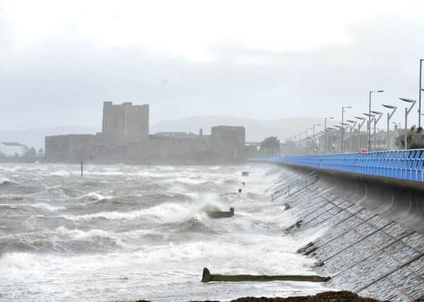 The waves from Storm Ali batter Carrickfergus seafront