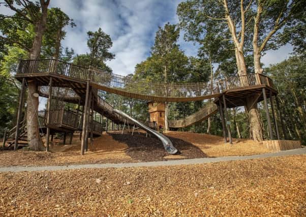 The hand-built treehouse play area within Montalto Estate