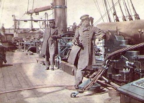 Captain Raphael Semmes (foreground) on CSS Alabama, 1863