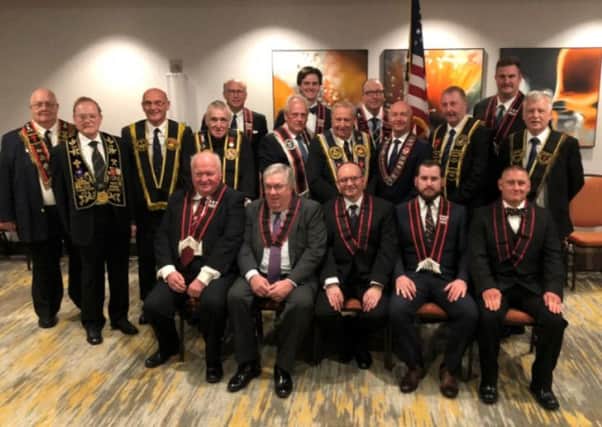 Imperial Grand Lecturer, Ian McCafferty (standing fourth from right), pictured with sir knights in Connecticut during a recent visit to the United States. There are currently five active preceptories in America