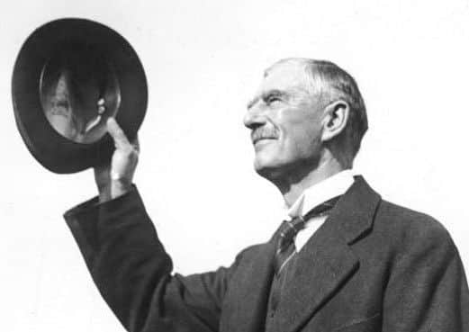 Neville Chamberlain arriving in Munich before his meeting with Adolf Hitler in September 1938