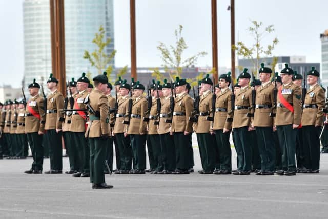 Hundreds of soldiers from 1 Royal Irish and 2 Royal Irish took part in Saturday's presentation of colours parade