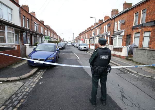 Titania Street, off the Cregagh Road in East Belfast following the death of a 29-year-old man.

Photo by Kelvin Boyes / Press Eye