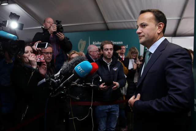 Taoiseach Leo Varadkar speaks to the media during a visit to the Irish 2018 National Ploughing Championship in Tullamore, Co. Offaly