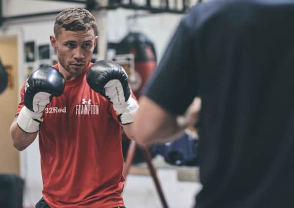 Former world champion Carl Frampton in preparation for his Windsor Park fight last month