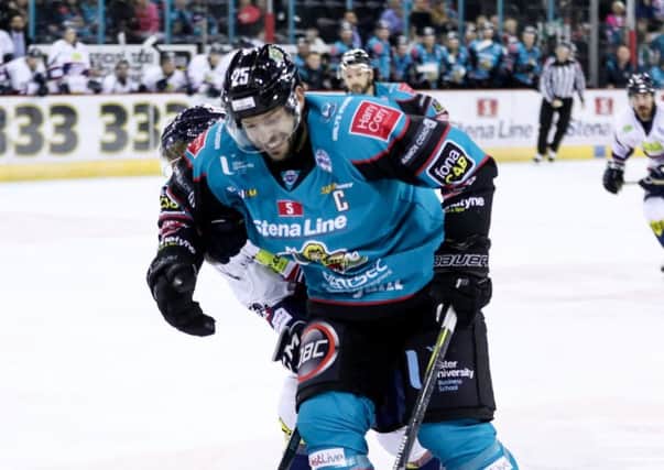 Belfast Giants' Blair Riley during Friday nights Elite League game at the SSE Arena, Belfast.