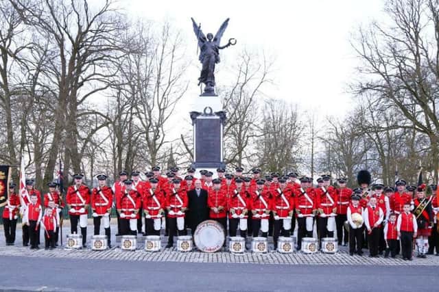 Pride of Knockmore Flute Band at the war memorial in Lisburn. Pic by Norman Briggs rnbphotographyni
