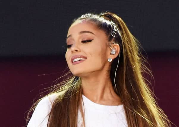 Ariana Grande performing during the One Love Manchester benefit concert for the victims of the Manchester Arena terror attack in 2017.