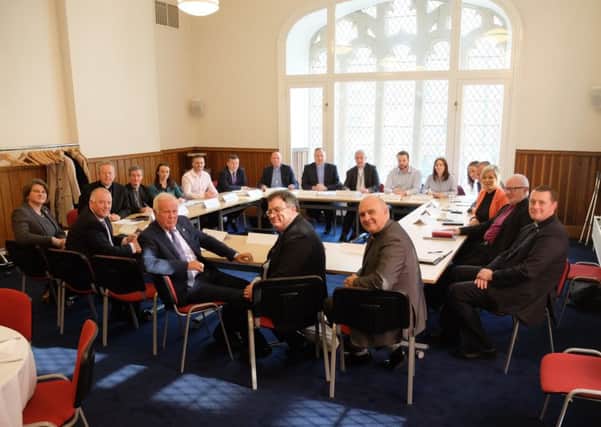 Church and political leaders pictured at a meeting in Belfast