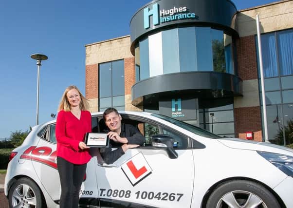 Harriet McCandless, e-commerce manager at Hughes Insurance and Stuart Robinson from Cool FM at the launch of the Learn to Earn Campaign