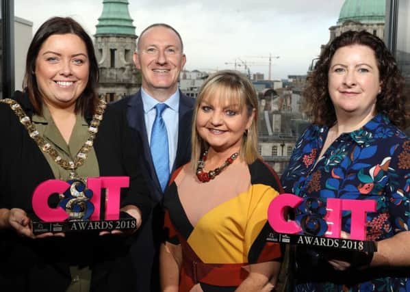 Belfast Lord Mayor Deirdre Hargey pictured with Visit Belfast chief executive Gerry Lennon, Susie Brown, interim director of corporate development at Tourism NI, and Catherine Toolan, managing director, ICC Belfast