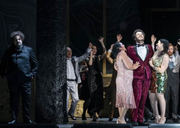 Noel Thompson (second left) who is part of the chorus of singers in Rigoletto. To his left is award-winning Verdi baritone Sebastian Catana