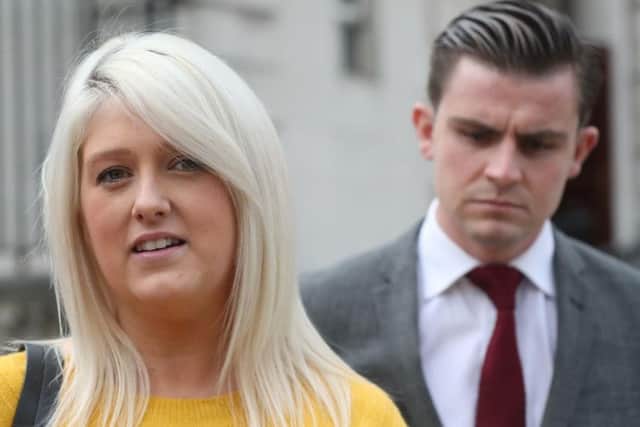 Sarah Ewart and her solicitor Darragh Mackin outside the High Court in Belfast to seek a declaration of incompatibility with human rights law in cases of Fatal Foetal Abnormalities. (Photo: Niall Carson/P.A. Wire)