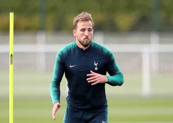 Tottenhams Harry Kane training yesterday